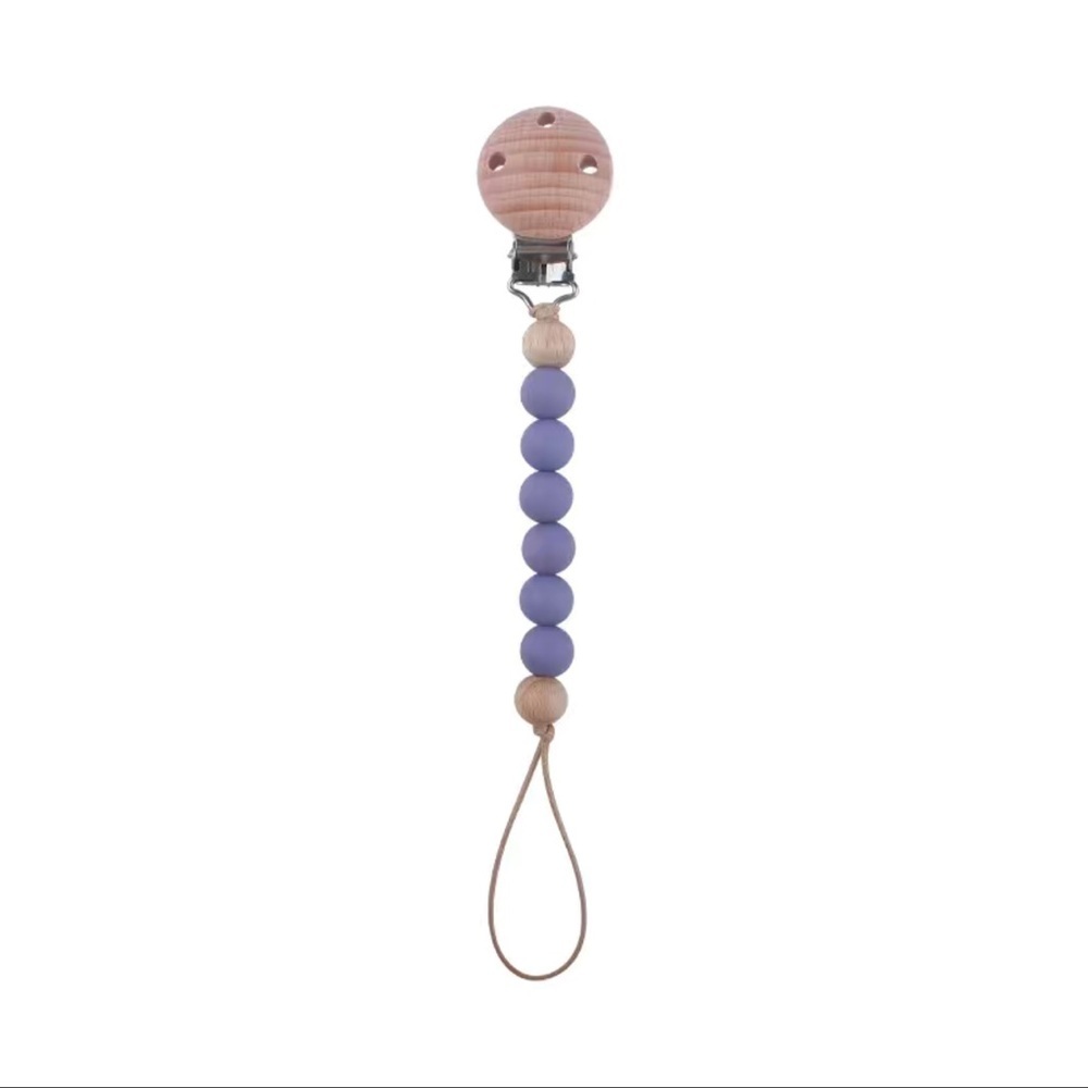 4 pack NEW Silicone & Wood Pacifier Clips